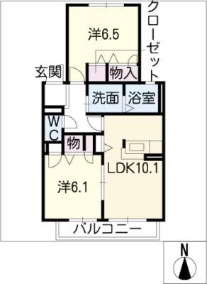 GREEN STAGE(2LDK/2階)の間取り写真