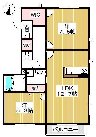 カルド大泉学園(2LDK/1階)の間取り写真