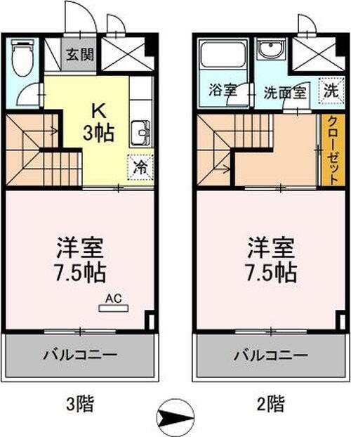 リブイル(2K/3階)の間取り写真