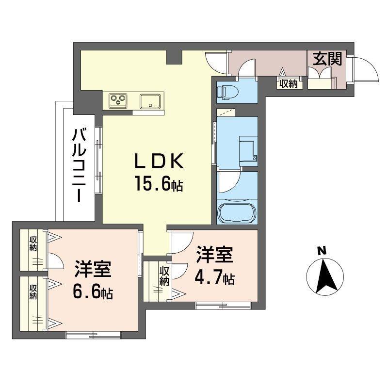 グリーンメゾン平井(2LDK/3階)の間取り写真