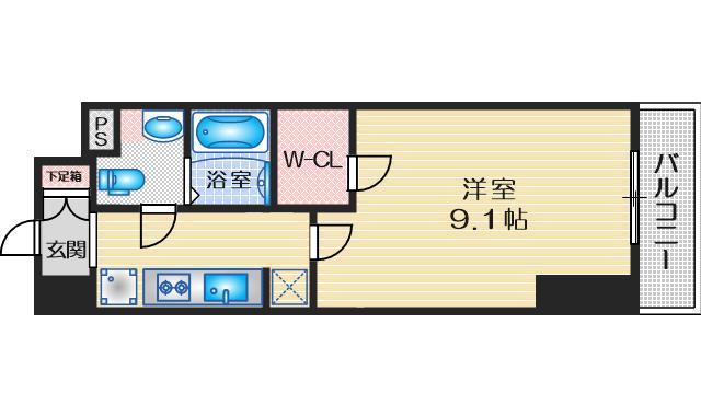 コンフォリア江坂(1K/2階)の間取り写真