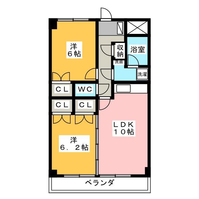サンコートヒロ(2LDK/3階)の間取り写真