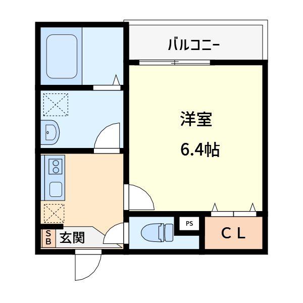 MELDIA西浦和III(1K/1階)の間取り写真