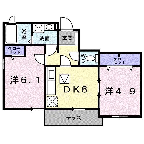 サンリット(2DK/1階)の間取り写真