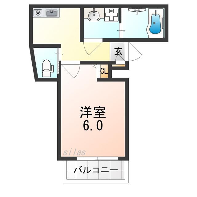 カーサフォルトナート羽曳野I(1K/2階)の間取り写真