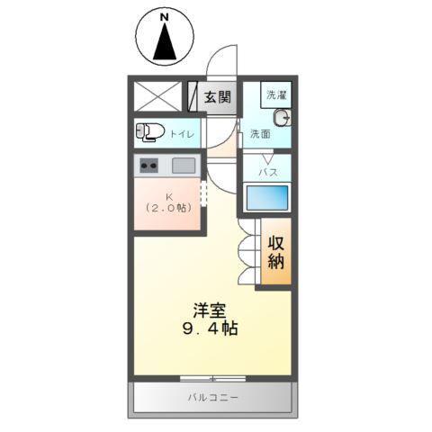 クローバーハウスD棟(1K/1階)の間取り写真