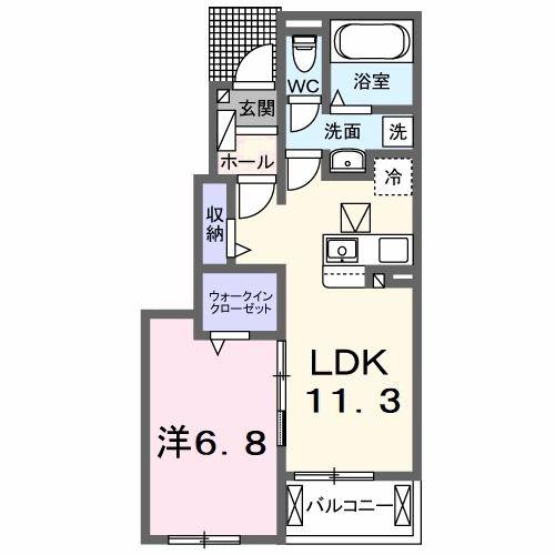 TEKUFAH四万十III(1LDK/1階)の間取り写真