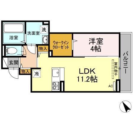 ベルシャンブル橋本町(1LDK/2階)の間取り写真