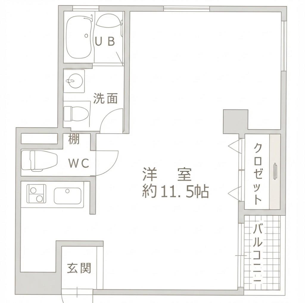 北畠ハイツ(ワンルーム/5階)の間取り写真