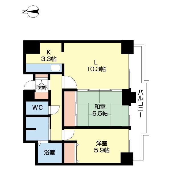 オ・ドミール北19条(2LDK/8階)の間取り写真