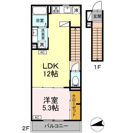 グラナーデ成城学園前A(1LDK/2階)の間取り写真