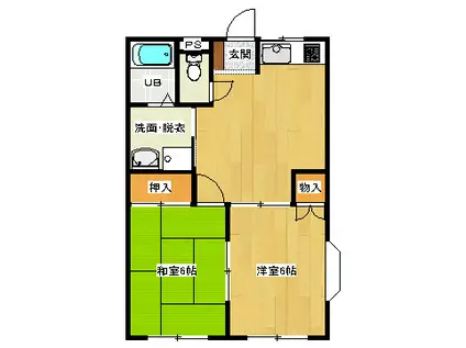 ハイツラネージュ(2DK/2階)の間取り写真