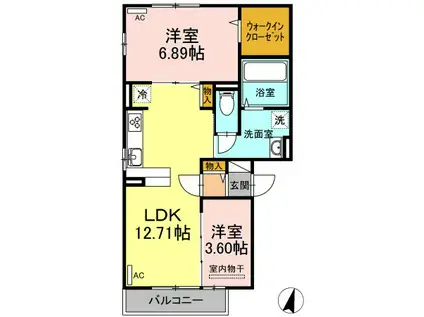 サンライズ蔵本II(2LDK/2階)の間取り写真