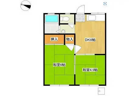 コートハウスコルディス(2DK/1階)の間取り写真