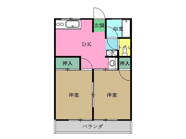 シティーハイム サニープレス(2DK/1階)の間取り写真