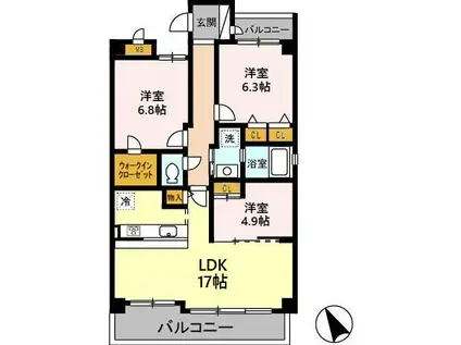 ラ・メゾン東山(3LDK/4階)の間取り写真