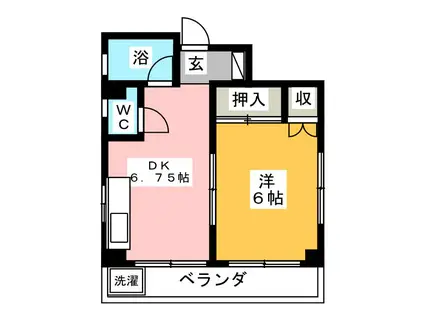 神尾ビル(1DK/2階)の間取り写真