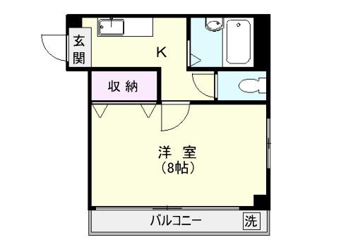 アーネスト下荒田(1K/1階)の間取り写真