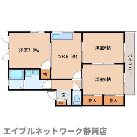 エントピアA(3DK/2階)の間取り写真