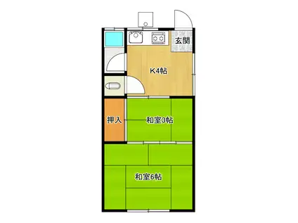 パールハイツ(2K/2階)の間取り写真