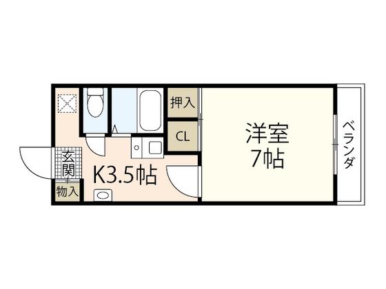 エトワール21(1K/1階)の間取り写真