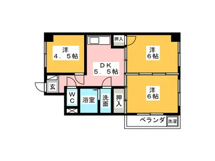 シティライフ浅井(3DK/3階)の間取り写真