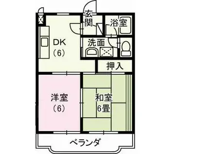 カーサロンシェーヌ(2DK/3階)の間取り写真