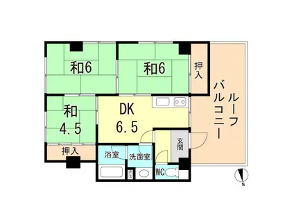 第一暁マンション(3DK/4階)の間取り写真