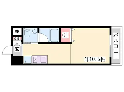 ライフデザイン三宮東(1DK/6階)の間取り写真