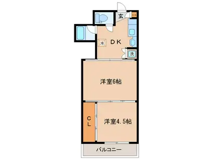 シャングリラ小田原(2DK/2階)の間取り写真