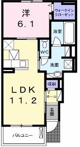 ヴェルデ ブリッサ(1LDK/1階)の間取り写真