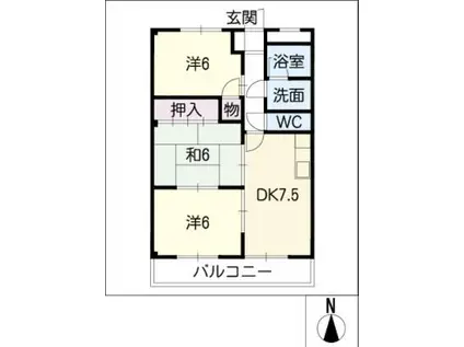 臼井南コーポIII(3DK/2階)の間取り写真