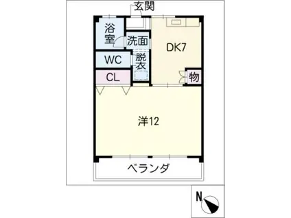 青山パークマンション(1DK/1階)の間取り写真