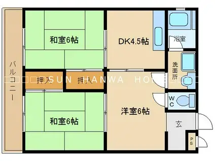三上マンション(3DK/3階)の間取り写真