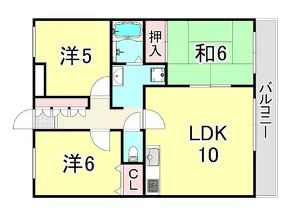 パインハイツ甲子園(3LDK/2階)の間取り写真