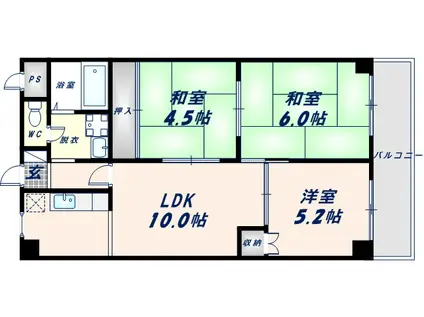 オリエントマンション(3LDK/5階)の間取り写真