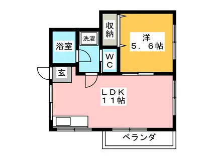 鷺沼ビラスズキ(1LDK/3階)の間取り写真