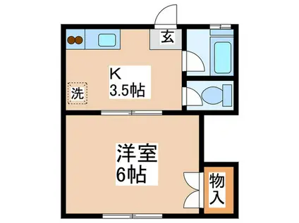 市川ハイツA(1K/1階)の間取り写真
