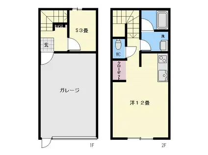 吉野町アパート(ワンルーム/2階)の間取り写真