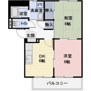 SURPLUSリーベII(2DK/1階)の間取り写真