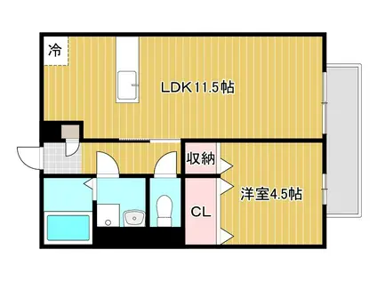 セジュールアースマーシIII(1LDK/1階)の間取り写真
