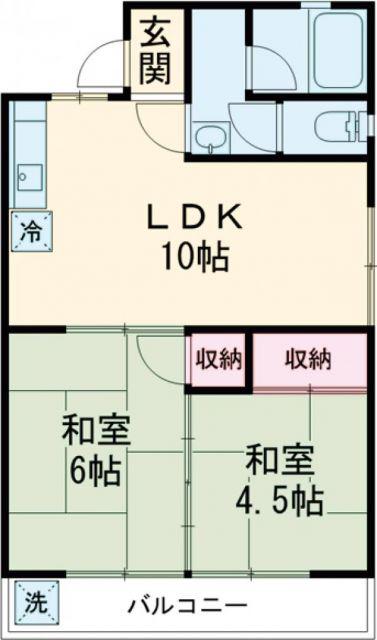 メゾン石川(2LDK/1階)の間取り写真