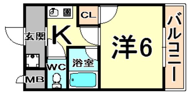 サンリバティハイム(1K/1階)の間取り写真