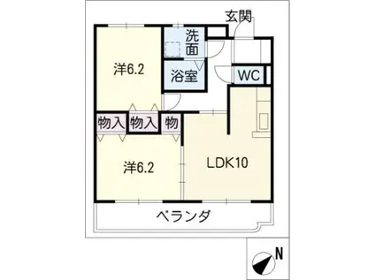メルベーユ(2LDK/2階)の間取り写真