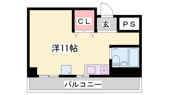 岡本ビル北棟(ワンルーム/2階)の間取り写真