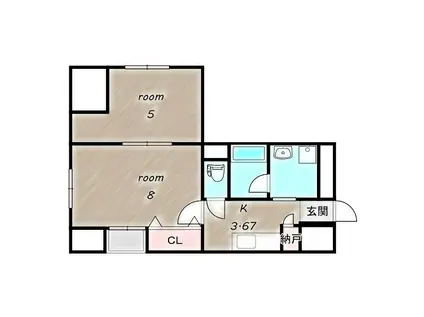 チェルキオ羅漢(2K/9階)の間取り写真