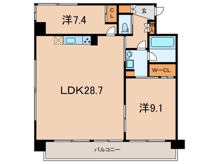 プレジオさくら夙川(2LDK/8階)の間取り写真