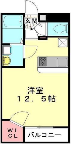レオパレスフォースイA(ワンルーム/2階)の間取り写真