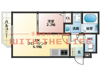 THE NOBLES 聖マリア病院前(1DK/3階)の間取り写真