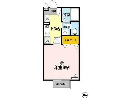 ソレイユ・オーミ(1K/1階)の間取り写真